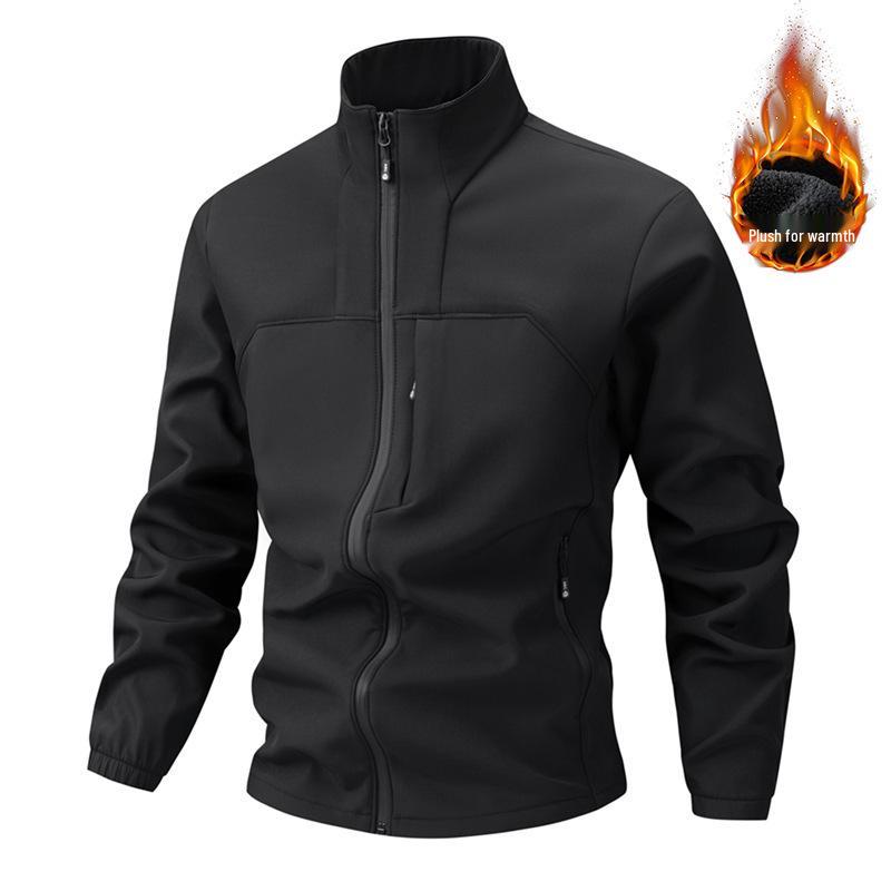 Męska kurtka wiatrówka Soft Shell z podszewką polarową, na jesień/zimę, ze stójką