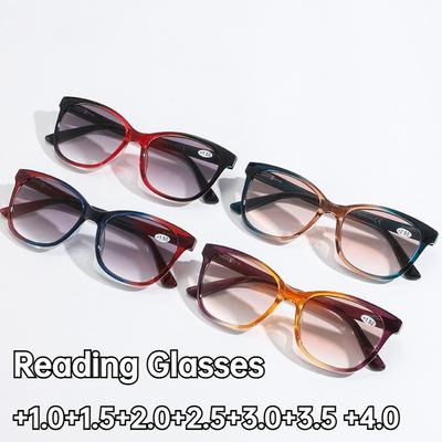 Mode Neue Farbverlaufsrahmen Lesebrille Cat-Eye Große Rahmen Sonnenbrille HD Antiblaulicht Alterssichtigkeit Brille Bis +4.0