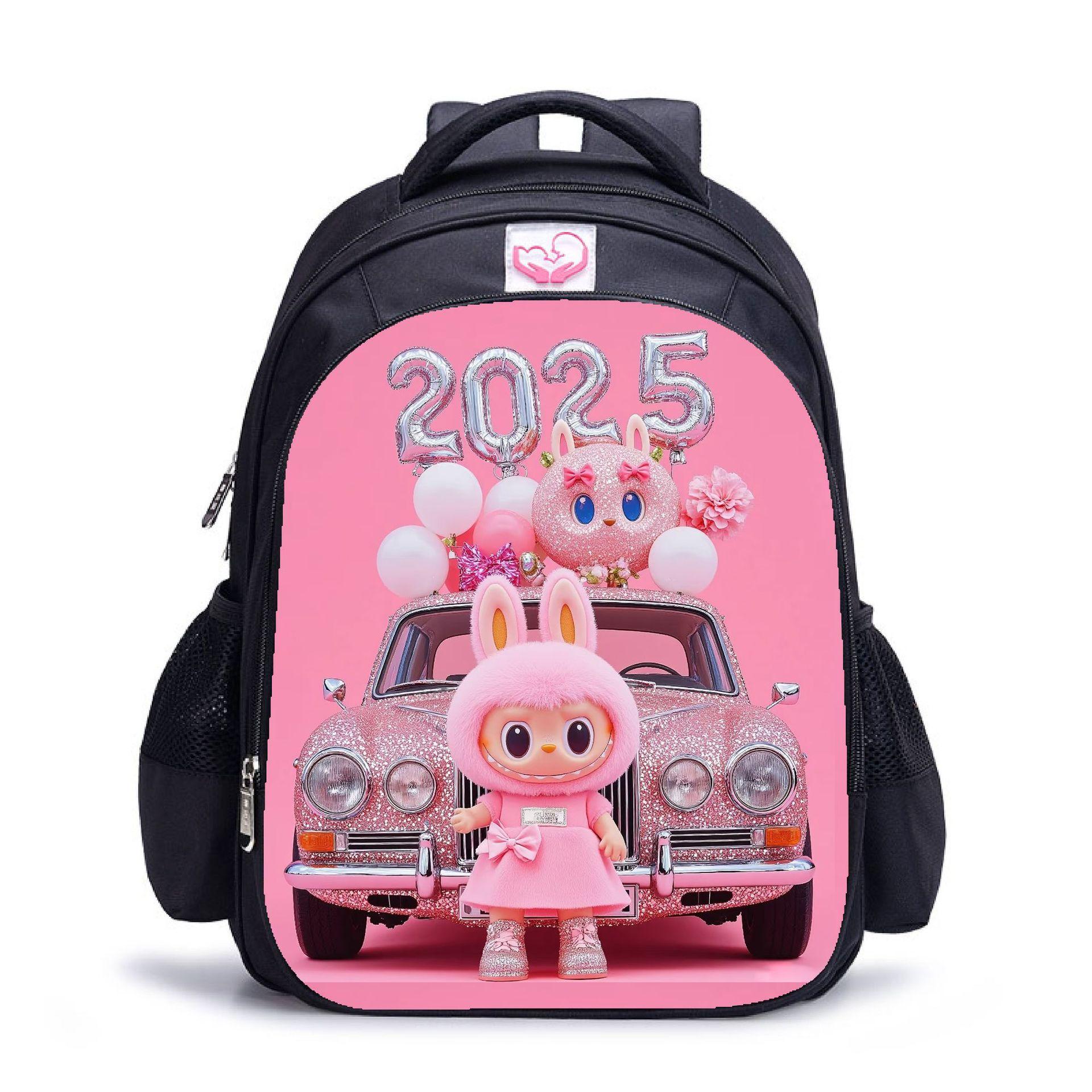 Labubu trendiger Kinder-Kindergarten-Schulranzen schwarz Herren- und Damen-Rucksack Cartoon Studentenrucksack 5530 KTY S