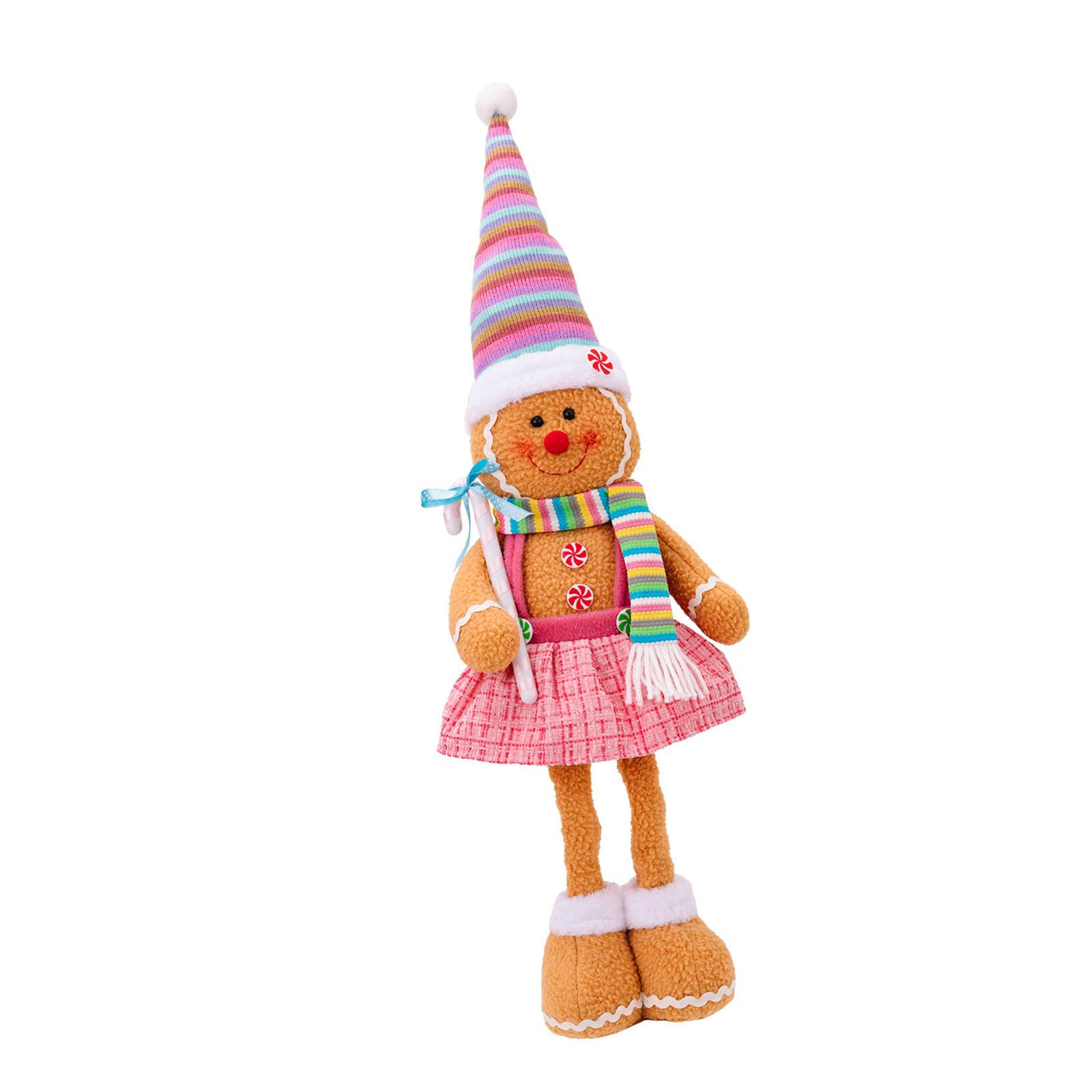 Colorful Stretchable Gingerbreads Man Scalable Holiday Gingerbreads Man Gnomes Plush Doll Ornament for Table Display