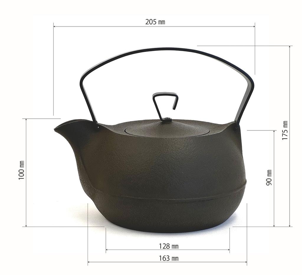 Ichikudo Nanbu Iron Kettle Cast Iron Kettle Compatible with IH200V 2012 Good Design Award Winner 1.2L [Black Finish]