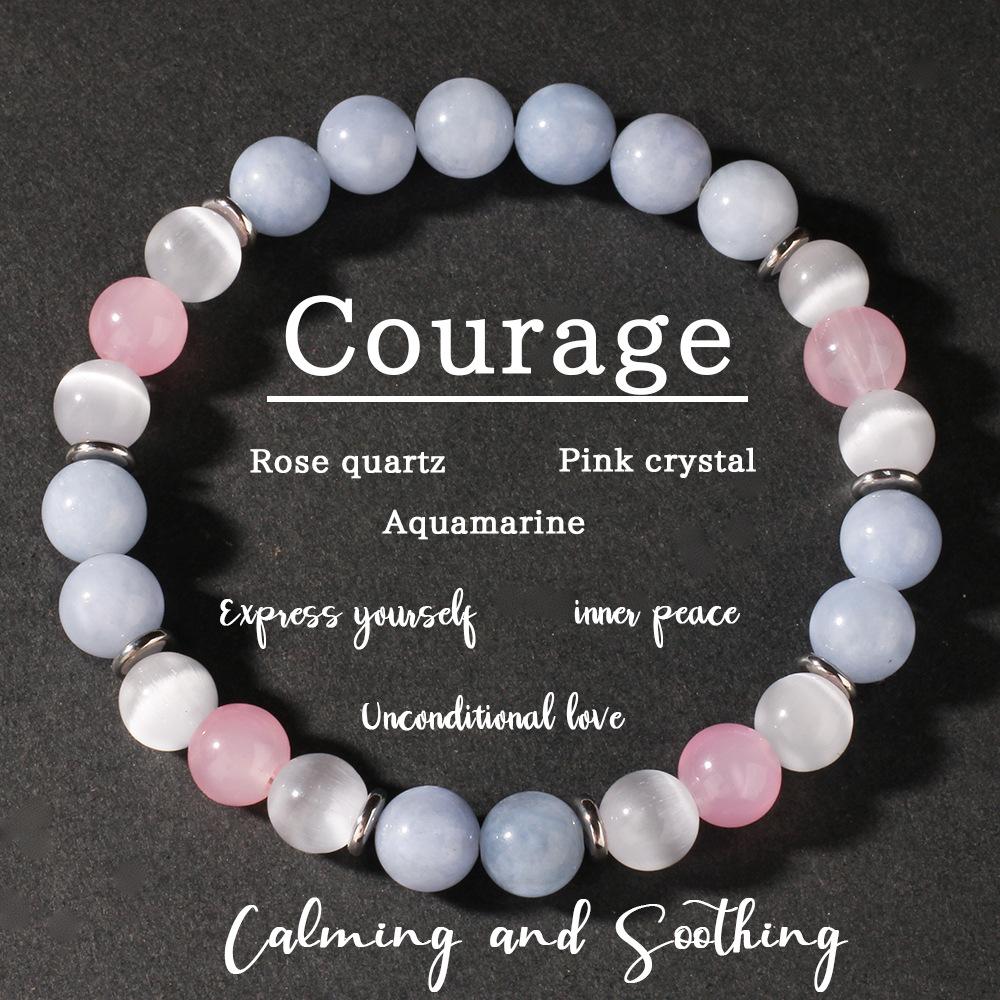 Браслет JYL TS Унисекс Бусины из камня с синими прожилками Способствует спокойствию и общению L1589 кофейный