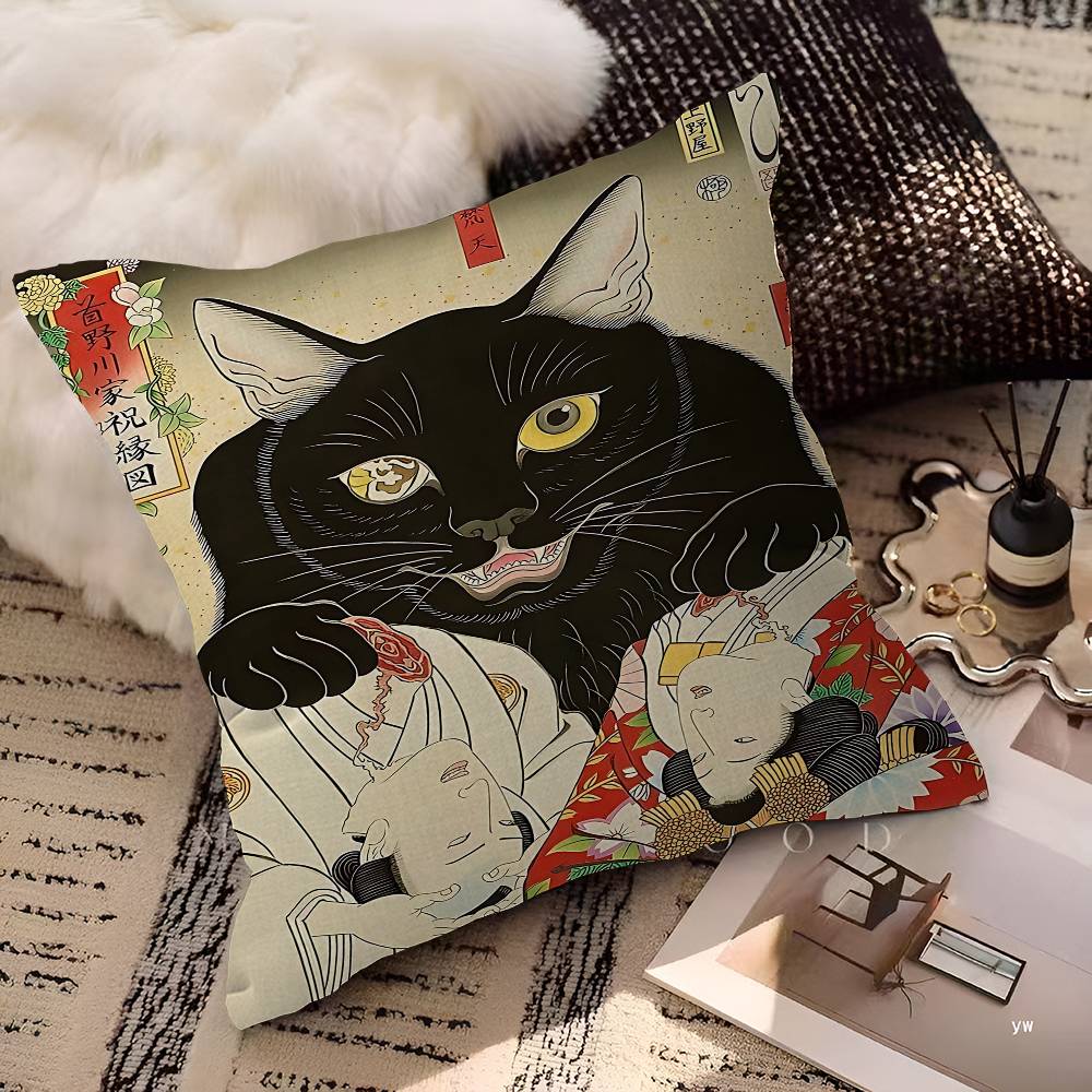 Lustige japanische Frau schreit Katze Hund Doge Kissenbezug Auto Überwurf Kissenbezug für Sofa Auto Weihnachtsgeschenk 40x40cm 45x45cm