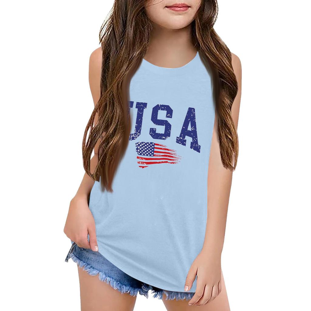 Mädchen Kinder Sommer Rundhals Ärmellose Shirts Tanktops
