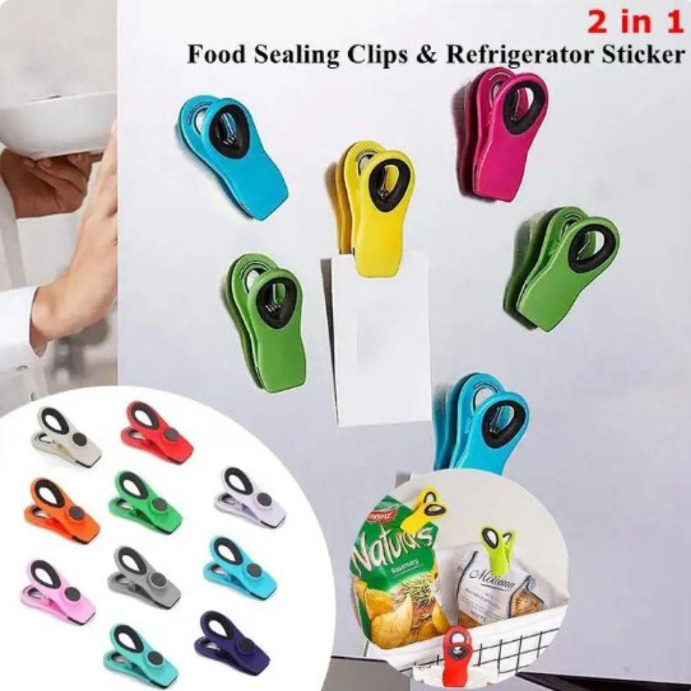 Moisture-proof Refrigerator Magnetic Clip Food Grade Non-slip Memo Note Magnet Clip Strong Magnet Food Sealing Clip Food