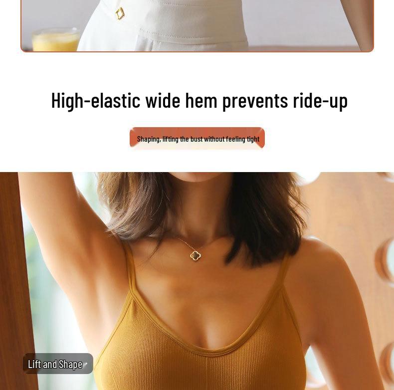 Women's U-Neck Tank Top with Chest Pad - Stylish Summer Design for Concealing Underarm Area