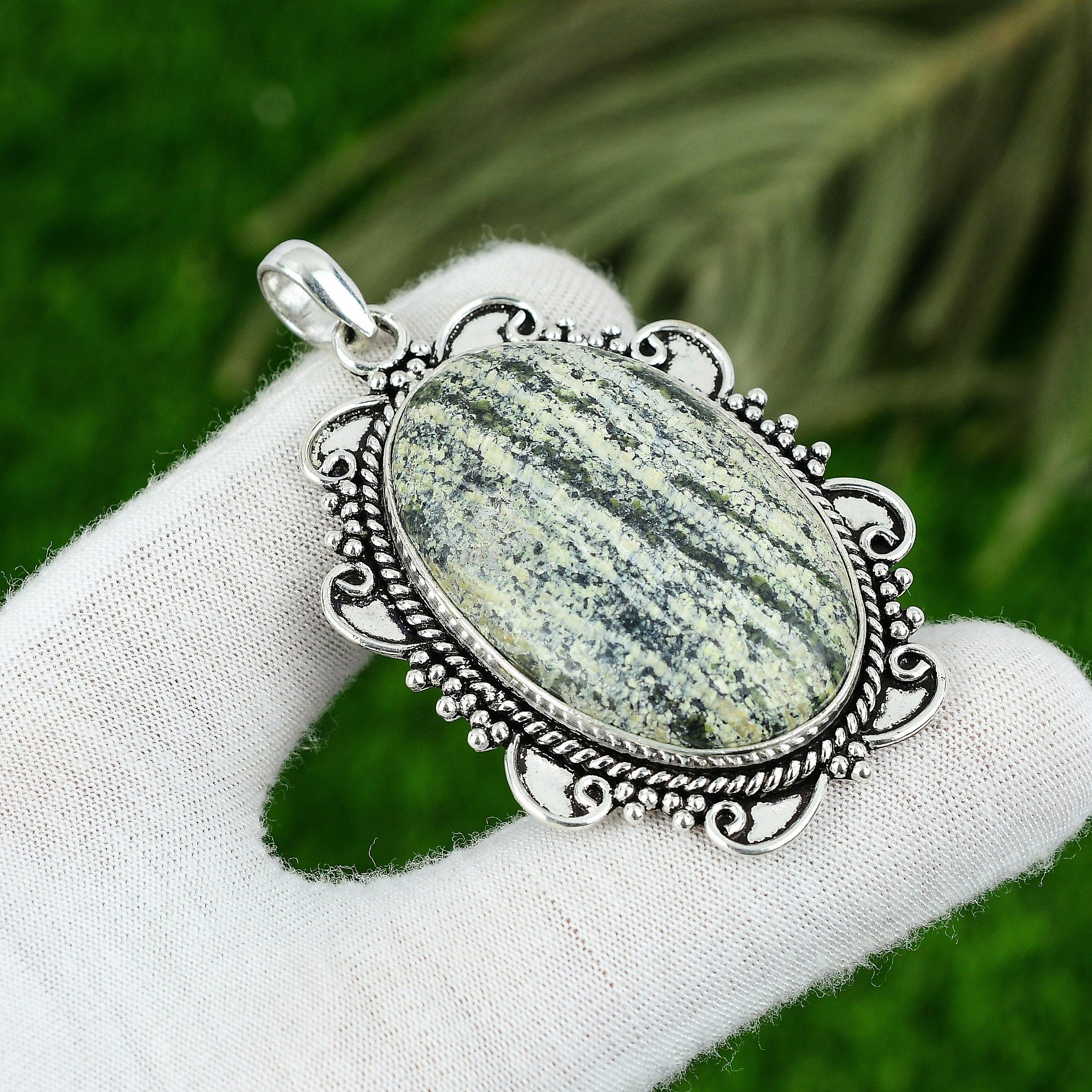 

Friendship Day Sale 925 Sterling Silver Natural Green Swiss Opal Pendant Jewelry