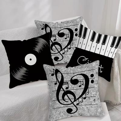 Kissenbezug mit Musikmotiv, Klavier-, Noten- und CD-DesignGeeignet für Sofa, Auto, Schlafzimmer, dekorativer Kissenbezug, Kissenbezug