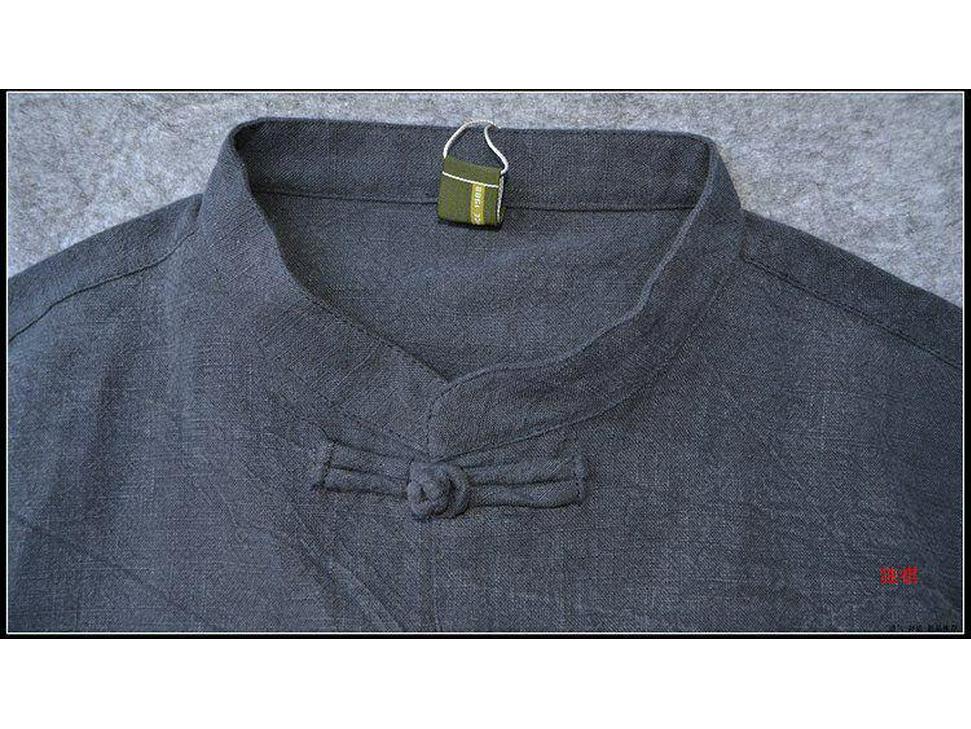 Men's Long-Sleeve Cotton Linen Chinese-Style Tang Suit Jacket - Spring Retro Button Zhongshan Design