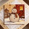 DIY Mini Framed Pearl Painting Kit Beads Snowman Canvas Home Decor Painting