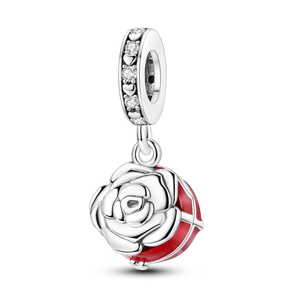 copper Charm Bead Charms Rose LOVE Heart Pendant Compatible With Bracelets Bead Charms Jewellery Do It Yourself Ideal For Woman