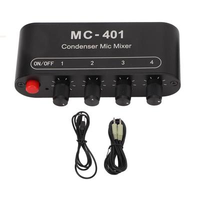 Mixer per Microfono 4 In 1 Out Stereo 3,5 mm Piccolo Portatile Estensore Mixer per Microfono a Condensatore per Cuffie