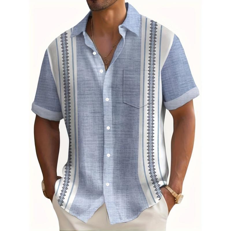 Men's Summer Casual Button Down Shirt Abstract Floral Print Short Sleeve Hawaiian Shirt