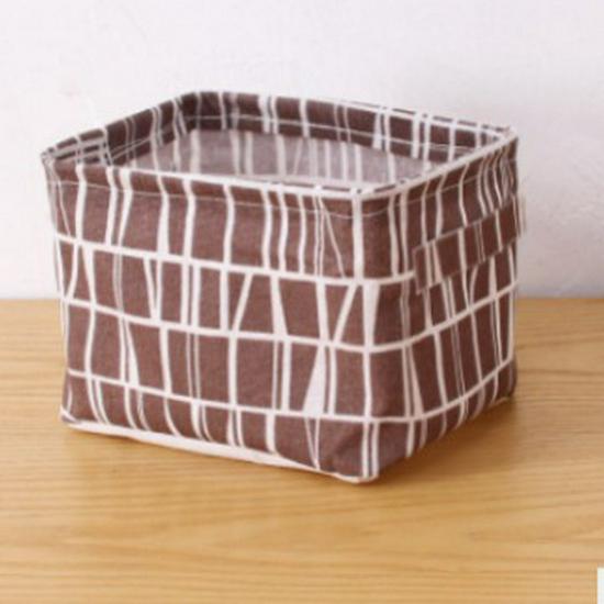 Waterproof Printed Cotton Linen Basket with Handles for Desktop, Sundries, and Small Clothes Storage