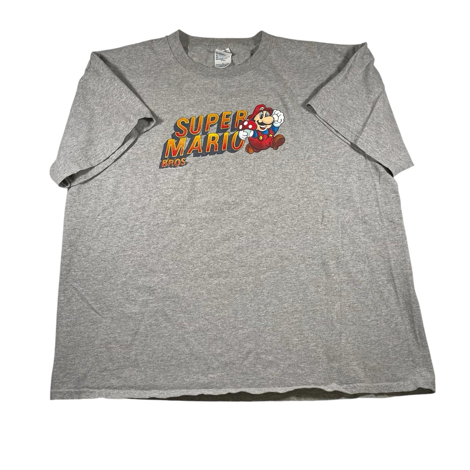 Vtg Y2K Super Mario Bros XL Delta Gray Nintendo Graphic Video Game Merch Unisex T-Shirt XXXL