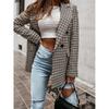 Tooxika Women's Autumn And Winter New Retro Double-breasted Plaid Print Small Suit Women's Mid-length Coat