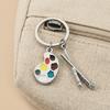 2PCS Palette Keychain with Metal Chain Buckle Keyring Easy Carry Durable Alloy Artistic Palette Shape Key Holder for Art Lovers Bag Charms