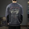 Men's Oversized Retro Mountain Print Hoodie - Autumn/Winter Round Neck Long Sleeve T-shirt