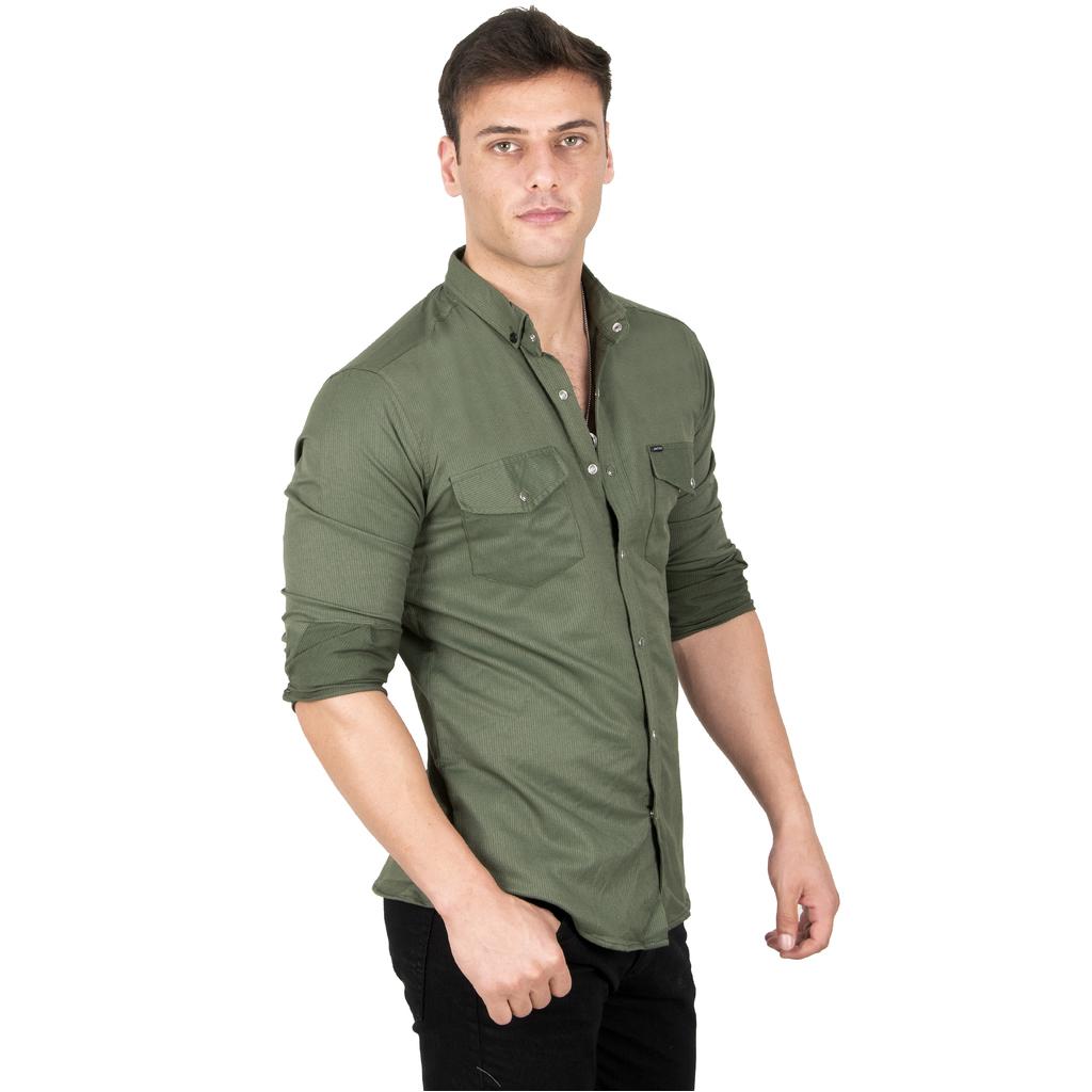 DeepSEA Herren-Hemd aus gestricktem Stoff mit Druckknopf und doppelter Tasche 2300415