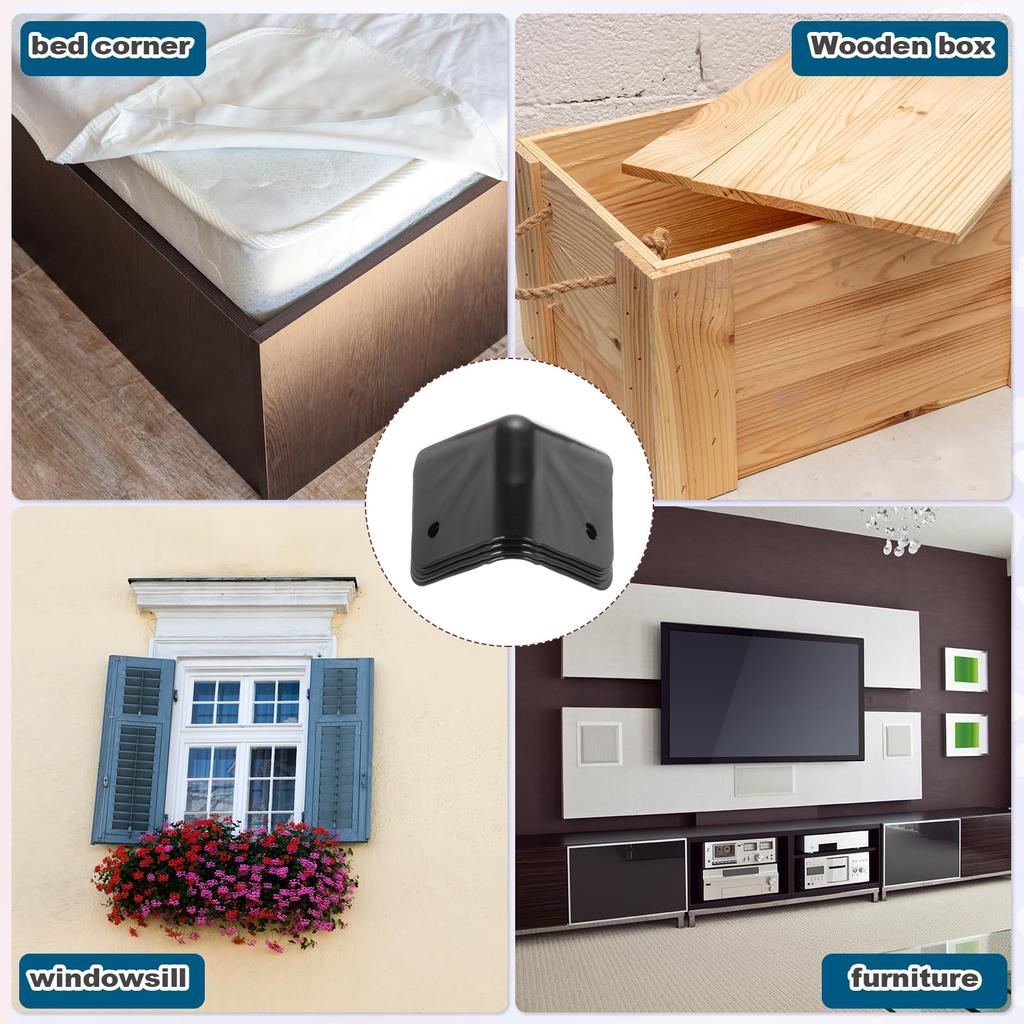 Uxcell 16 szt. Narożnik obudowy głośnika Metalowy Możliwy do układania w stos Ochraniacz Owiń Kąt Obudowy Krawędź Pudełka Ochrona z 48 Śrubami Montażowymi dla Scena DJ Audio Dźwięk