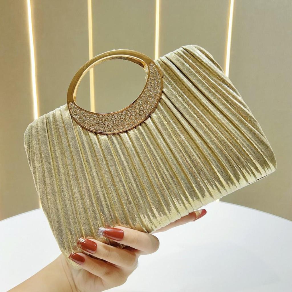 Elegant Pleated Evening Crossbody & Handbag for Weddings and Parties