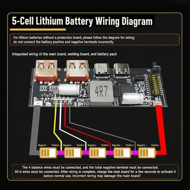 1 Set 100W Power Bank Module With Tft Screen 3-5S Bidirectional Fast Charging Mppt Solar Compatible Battery Protection Board