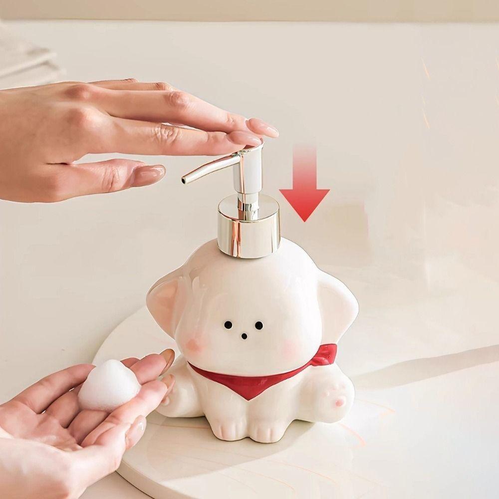 Dog Shape Liquid Soap Dispenser Ceramic Shampoo Bottle Dog Shape Lotion Bottle  Bathroom