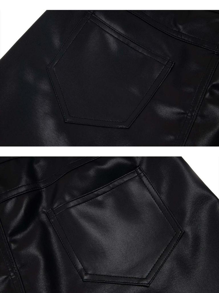 UNBDNS High-Waisted Leather Mini Skirt: Women's 2026 A/W Slim Anti-Exposure A-Line Design
