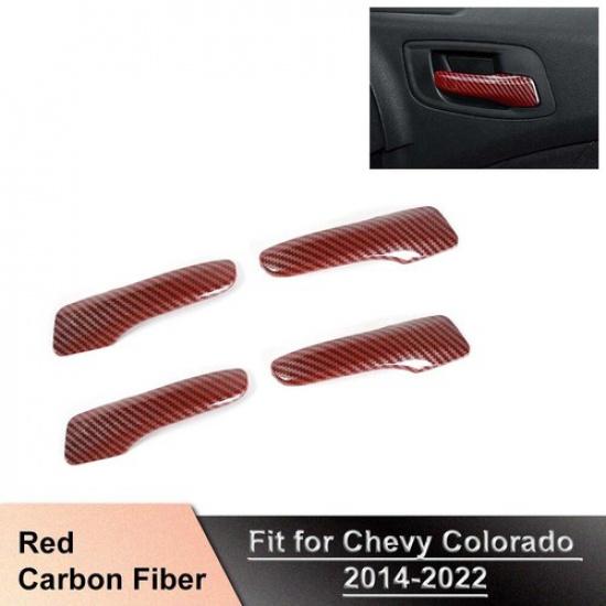 ABS Red Carbon Fiber For 2011+ Dodge Charger Inner Door Handles Cover Trim Decor