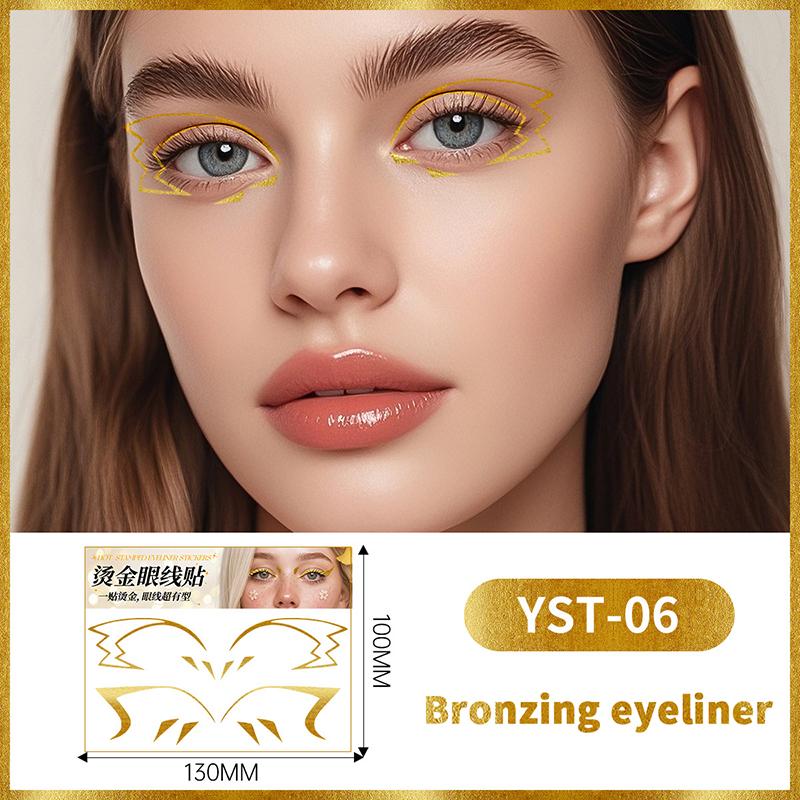 Glitzer Aufkleber Gesicht Eyeliner Tattoo Flash Gold Temporäre Tattoos Wasserdichte Make-up Abziehbilder Für Mädchen Party Musikfestival