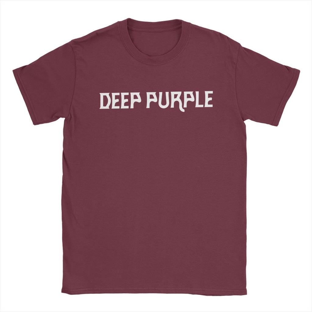 Casual Deep Purple T-Shirt Men O Neck 100% Cotton T Shirt Band Short Sleeve Tees 5XL Clothing