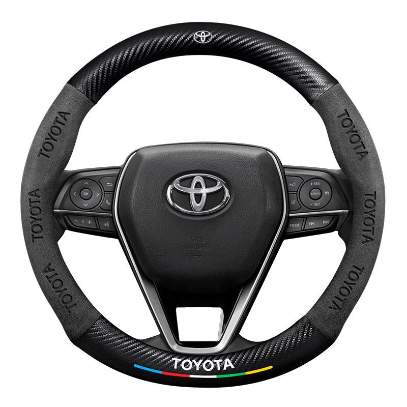 Toyota Avalon Steering Wheel Cover 2019-2024, Carbon Fiber Genuine Leather, Ultra-Thin, All-Season Universal Fit
