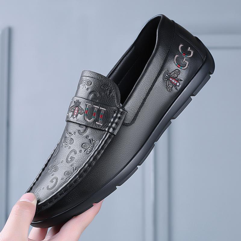 

Новые мужские туфли Doudou из коровьей кожи первого слоя, повседневная кожаная обувь из натуральной кожи, мужские туфли-слипоны, мужские дышащие одинарные туфли 44 чёрный