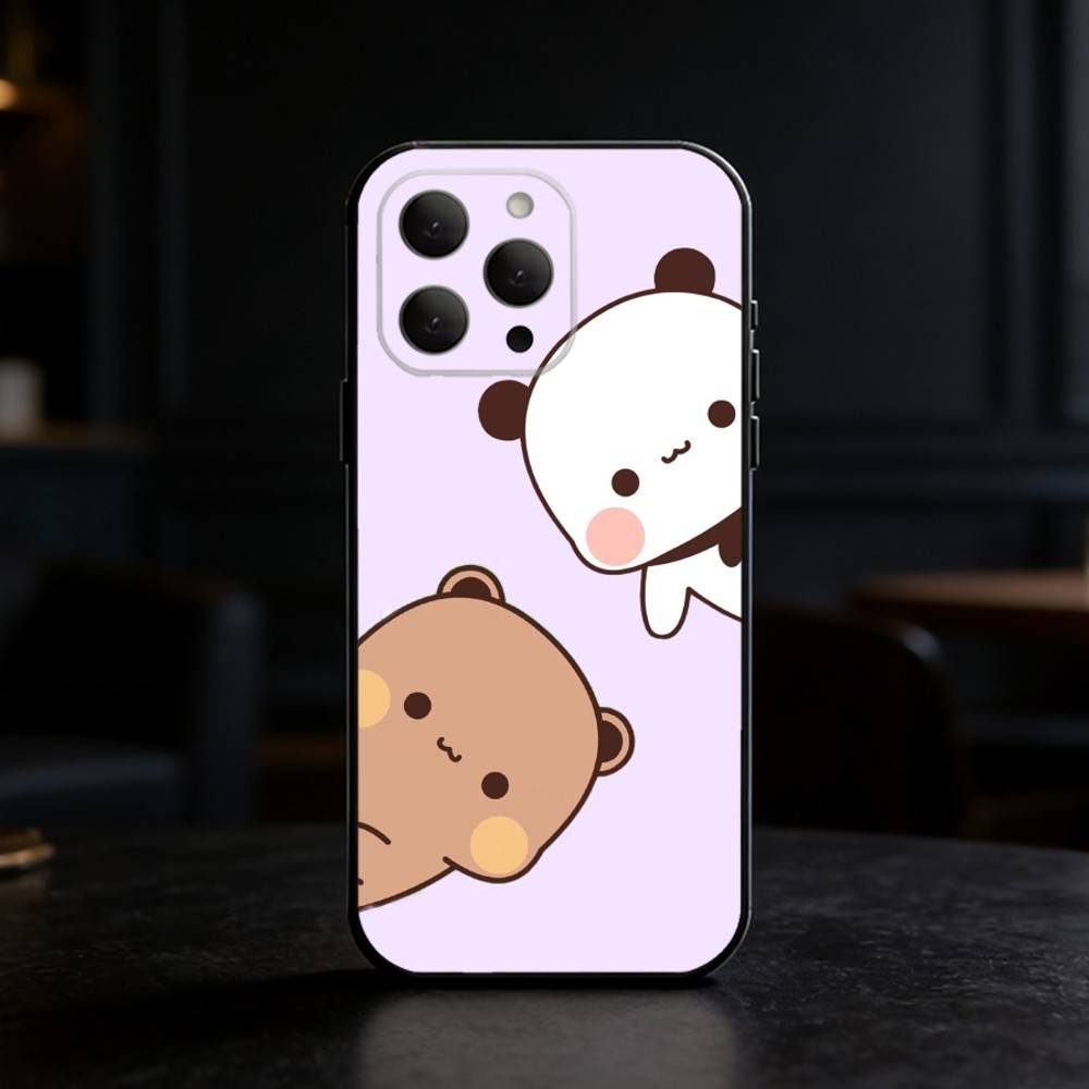 Cute BuBu DuDu Phone Case For iPhone 17,16,15,14,13,12,11 Plus,Pro,Max,Mini Silicone black Soft Cover