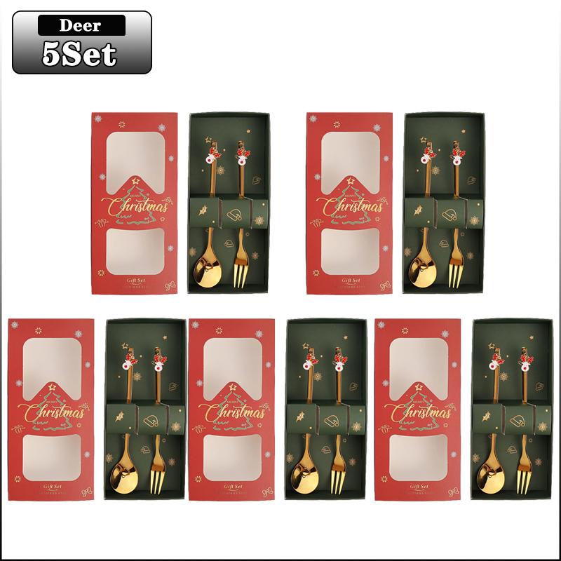 20Sets Christmas Spoon Set Cute Christmas Gift Cutlery Two Sets Father Christmas Doll Dessert Spoon Cutlery Set Christmas