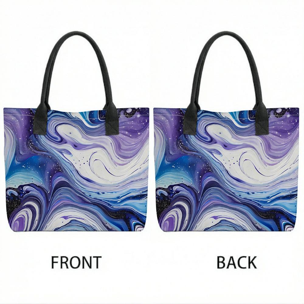  Marble Pattern Tote Bag Stylish Large Capacity Casual Shoulder Bag for Daily Use