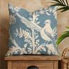 Double Sided Blue Toile De Jouy Bird Throw Pillow Cover Vintage Floral Botanical Print Decorative Cushion Cover For Home Decor