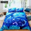 Blue Dolphin Bedding Set Comforter Queen Full SizeOcean Animal Bedding for Boys Kids Teen Boy Bedding with Pillowcases 3pcs