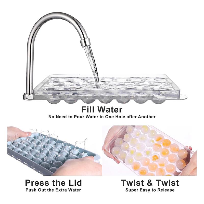 Good-Ice Cube Tray Round Ice Cube Trays Fit For Freezer, Easy-Release Ice Ball Maker Mold With Removable Blue