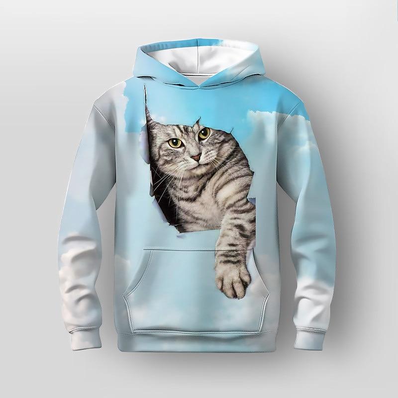 Girl Clothes Hoodies Long Sleeve Cartoon Kawaii Cat 3D Autumn Kids Clothes Fashion Casual Tops Outdoor Girl Children's Clothing