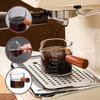 Double Spouts Measuring Triple Pitcher Milk Cup with Wood Handle 75ML Espresso Shot Glasses Parts Clear Glass