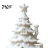 Christmas Tree House Miniature 3D Printed DIY Kit, White Primer Model Holiday Tabletop Ornament Sets for Painting, Decor Craft Kids, Micro Landscape