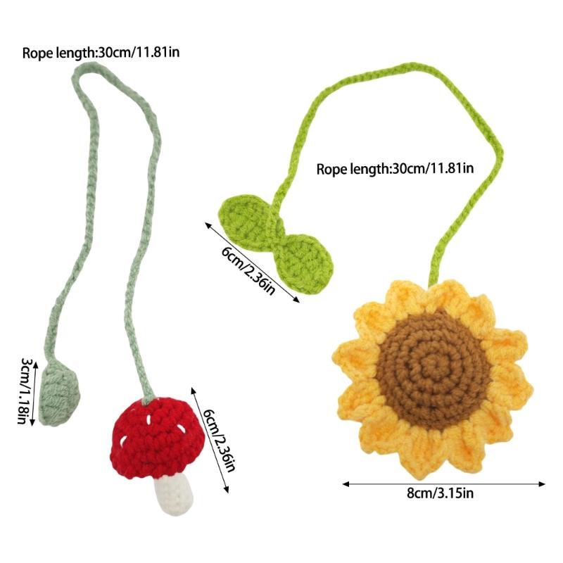 Handmade Sunflower Car Mirror Hanging Ornaments Unique Car Interior Decoration Upgrades Set of 2 for Interior Designs