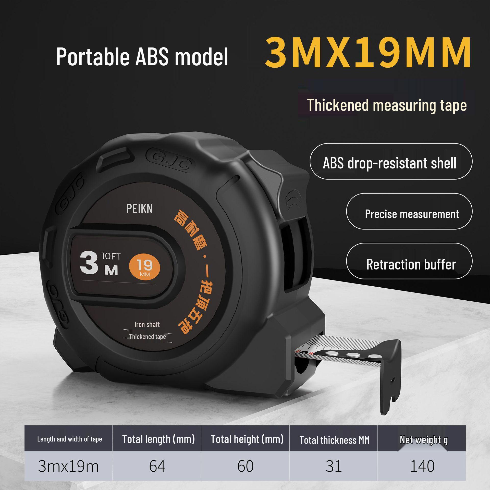 5-метровая износостойкая, ударопрочная стальная рулетка с 10-метровой линейкой из углеродистой стали - Компактный размер