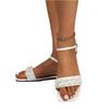 Summer Women's Square Headed Beaded Flat Bottomed Fashionable Straight Strap Buckle Pearl Sandals