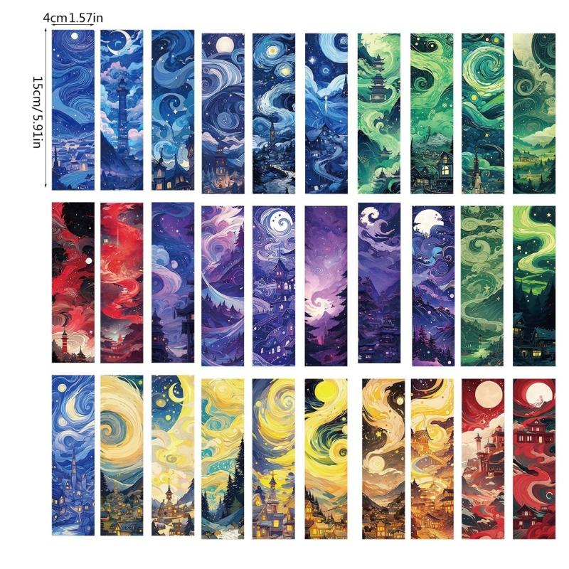 30Pcs Oil Painting Theme Bookmarks Gift for Book Lover Writer, Paper Reading Bookmarks Book Page Holder for Reading