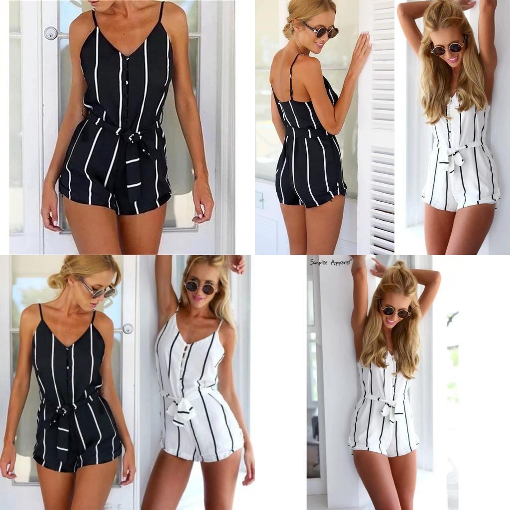 Elegant Cotton Linen Deep V Neck Backless Jumpsuit With Waist Belt For Spring Wear