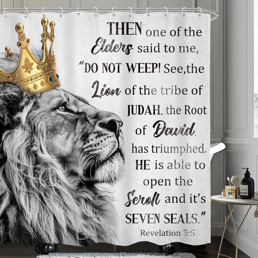 Black Men'S Shower Curtain African American King Portrait With Inspirational Quotes, Waterproof Fabric Bathroom Set With