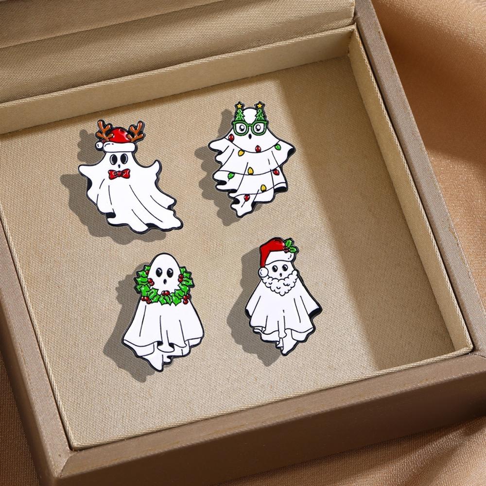 Ghost Santa Claus Brooch Unisex Funny Alloy Badge Trendy and Versatile Clothing Bag Scarf Accessory Christmas Brooch