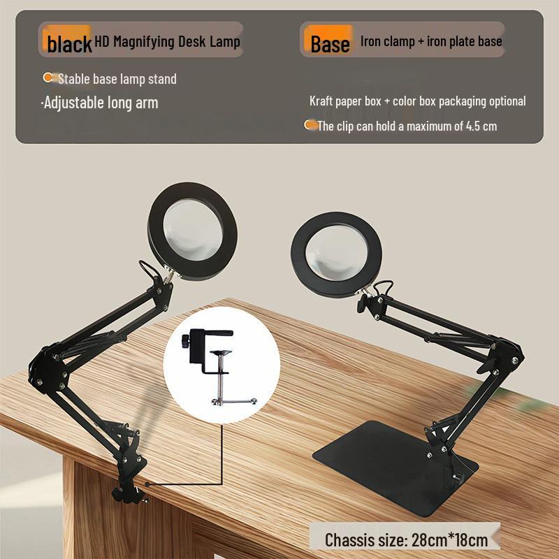 LED Long Arm Desk Lamp with Magnifying Glass – Cross-Border Eye Protection for Reading, Learning, Welding, and Repairs